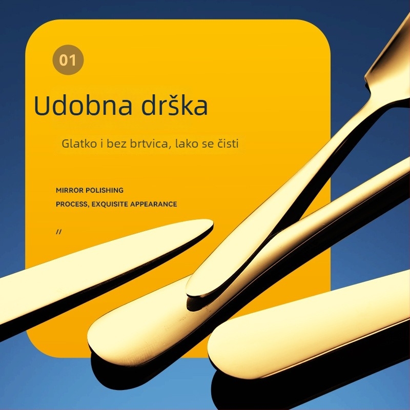 Sanrui set nož, vilica i žlica od nehrđajućeg čelika s oglednim poliranjem