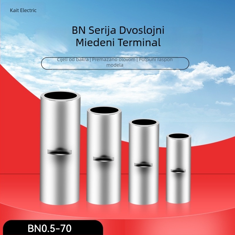 BN bakreni krimpni spoj za kabel – gol terminál bez izolacije i međupovezni bakreni spoj (serija BN, 0,5–70)