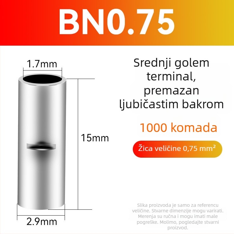 BN bakreni krimpni spoj za kabel – gol terminál bez izolacije i međupovezni bakreni spoj (serija BN, 0,5–70)