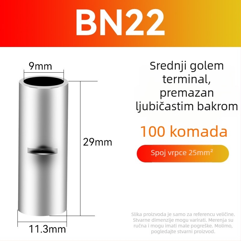 BN bakreni krimpni spoj za kabel – gol terminál bez izolacije i međupovezni bakreni spoj (serija BN, 0,5–70)
