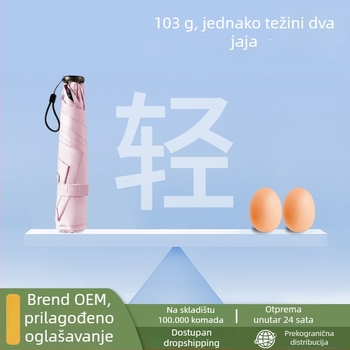 Ombrela u obliku olovke, ultralak dizajn, Vinyl 190T platno, aluminijski štap, plastična ručka, ručno otvaranje/zatvaranje, UPF > 50