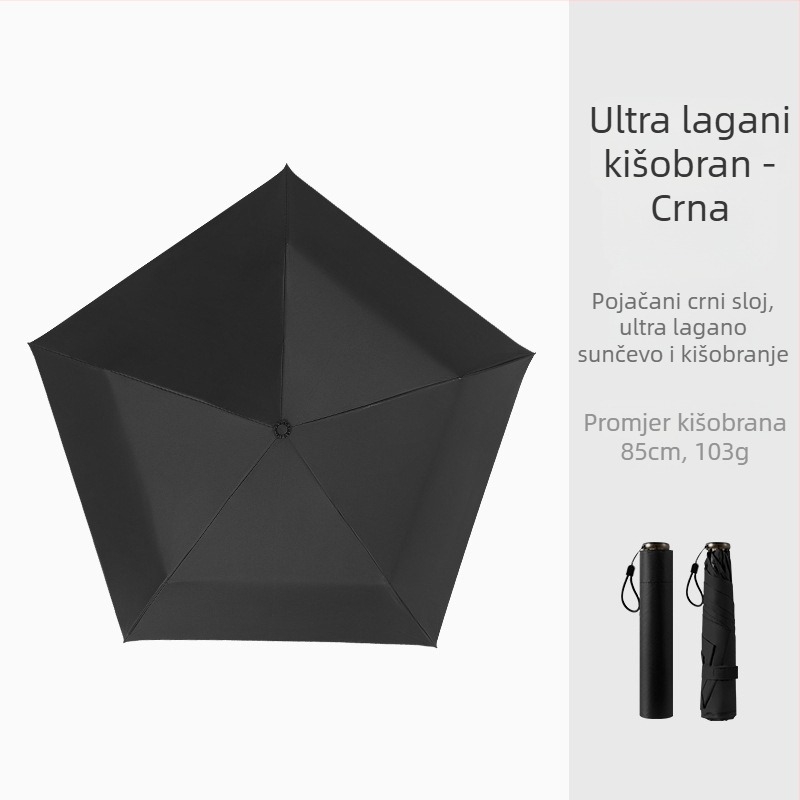 Ombrela u obliku olovke, ultralak dizajn, Vinyl 190T platno, aluminijski štap, plastična ručka, ručno otvaranje/zatvaranje, UPF > 50