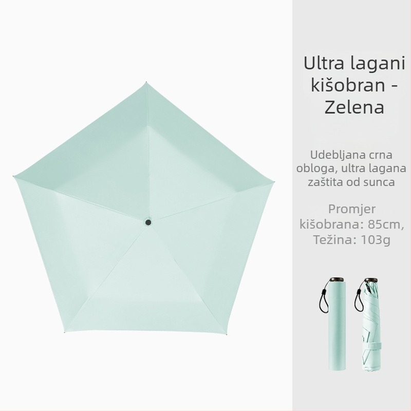 Ombrela u obliku olovke, ultralak dizajn, Vinyl 190T platno, aluminijski štap, plastična ručka, ručno otvaranje/zatvaranje, UPF > 50