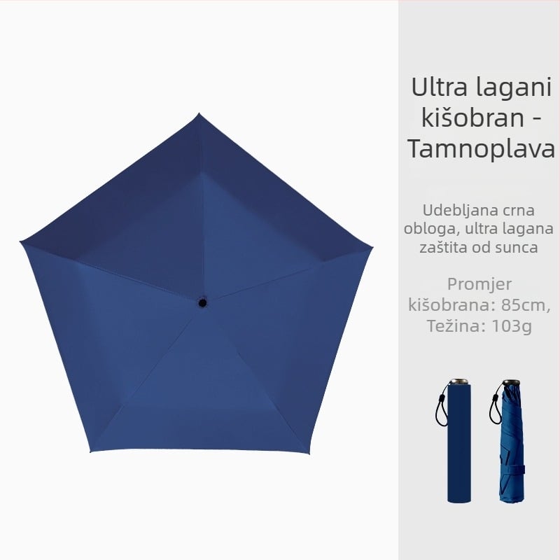 Ombrela u obliku olovke, ultralak dizajn, Vinyl 190T platno, aluminijski štap, plastična ručka, ručno otvaranje/zatvaranje, UPF > 50