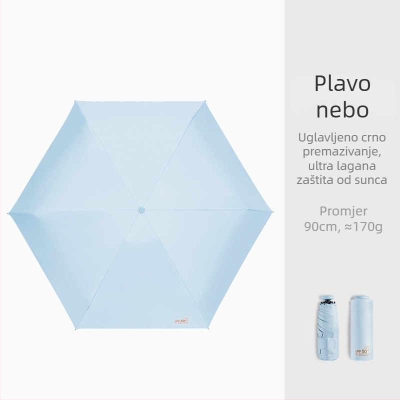 Ombrela u obliku olovke, ultralak dizajn, Vinyl 190T platno, aluminijski štap, plastična ručka, ručno otvaranje/zatvaranje, UPF > 50