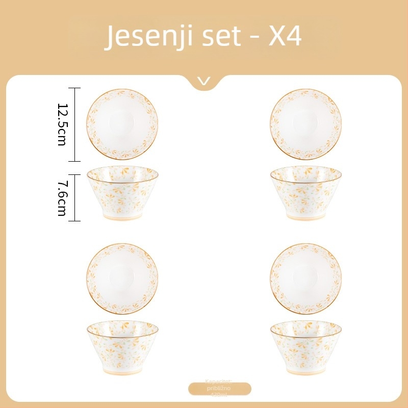 Keramička zdjela za rižu u japanskom stilu, okrugla, s podglazurnim cvjetnim uzorkom, mikrovalna sigurna