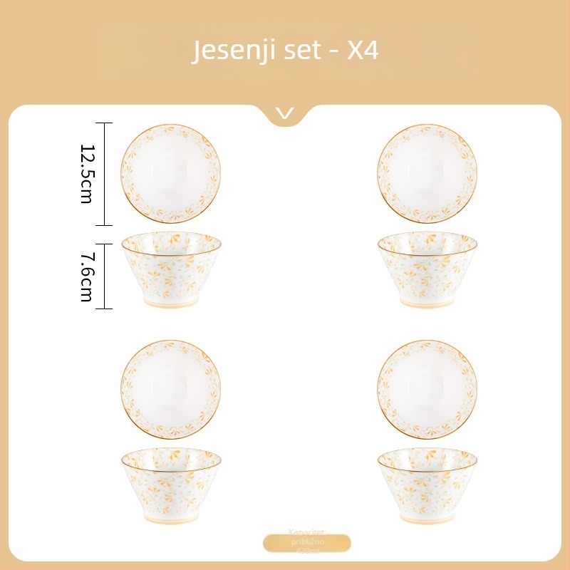 Keramička zdjela za rižu u japanskom stilu, okrugla, s podglazurnim cvjetnim uzorkom, mikrovalna sigurna