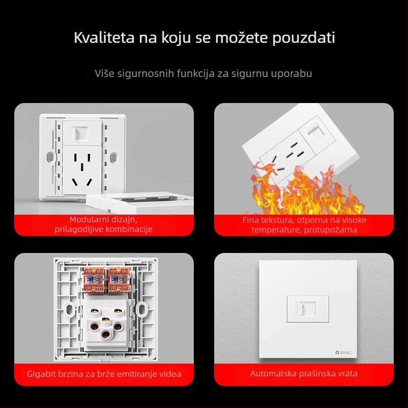 Petportna mrežna utičnica panel za zidnu montažu, 10A, serija 128, Novi nacionalni standard
