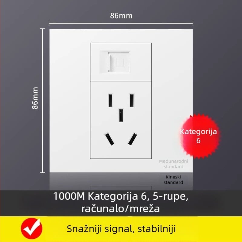 Petportna mrežna utičnica panel za zidnu montažu, 10A, serija 128, Novi nacionalni standard