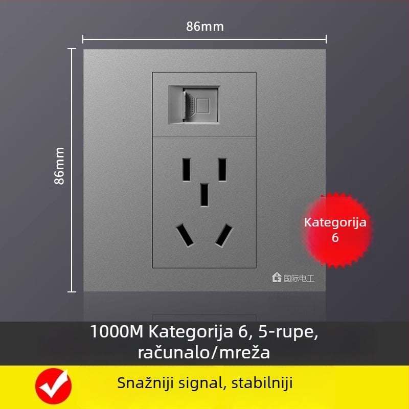 Petportna mrežna utičnica panel za zidnu montažu, 10A, serija 128, Novi nacionalni standard