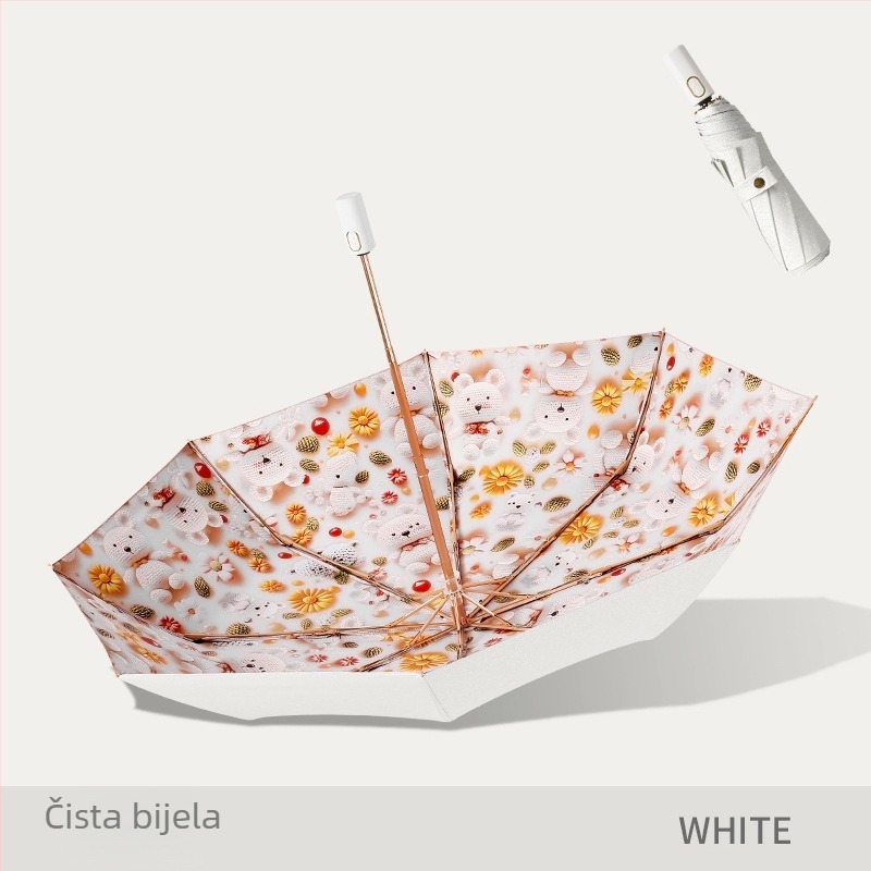 Sunčani kišobran s tri odjeljka i dvostrukim slojem, tkanina 210T, 8 rebara, aluminijski štap, plastična ručka, ručno otvaranje i zatvaranje, UPF50+