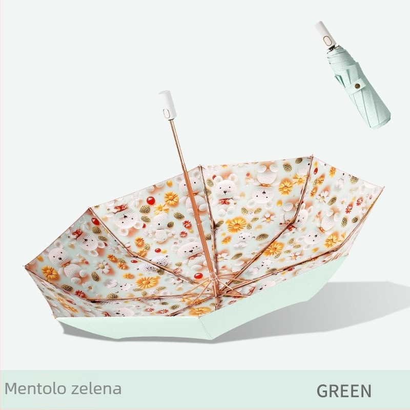 Sunčani kišobran s tri odjeljka i dvostrukim slojem, tkanina 210T, 8 rebara, aluminijski štap, plastična ručka, ručno otvaranje i zatvaranje, UPF50+