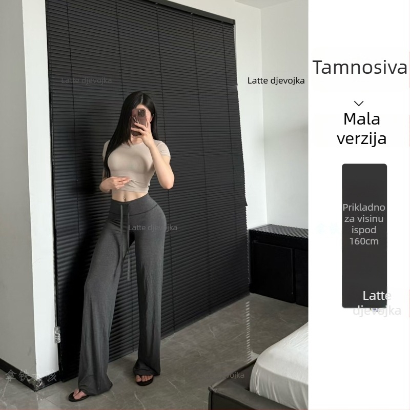 Ženske hlače za fitness s visokim strukom i širokim krojem, modalna tkanina koja odvodi vlagu