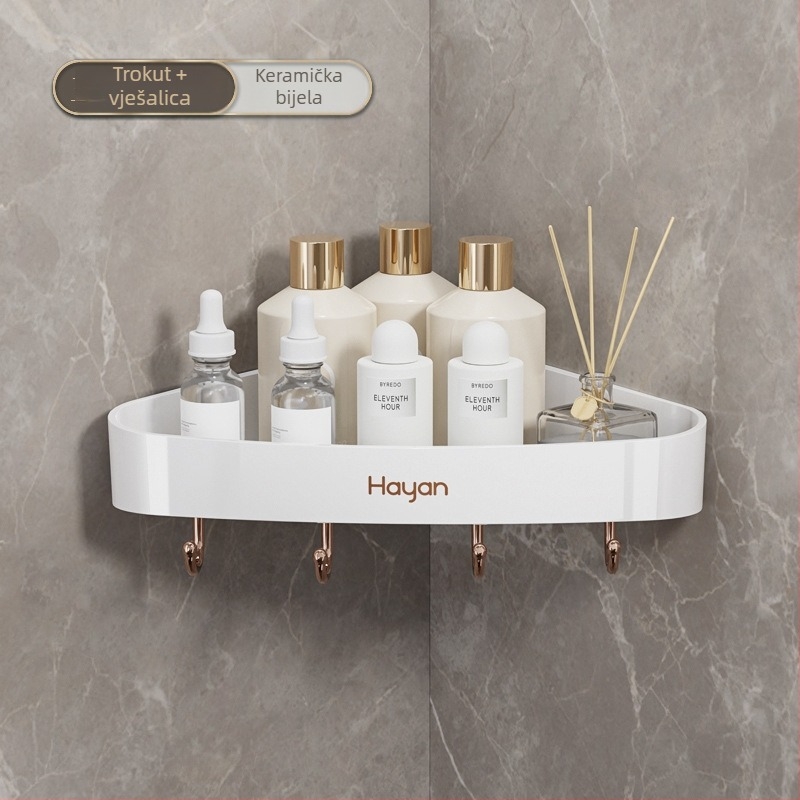 Zidni polic bez bušenja za kupaonicu, plastična polica za umivaonik, 1 etaža, model elzwj03/04, polirani završni sloj