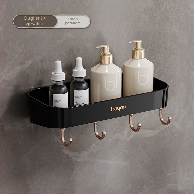 Zidni polic bez bušenja za kupaonicu, plastična polica za umivaonik, 1 etaža, model elzwj03/04, polirani završni sloj