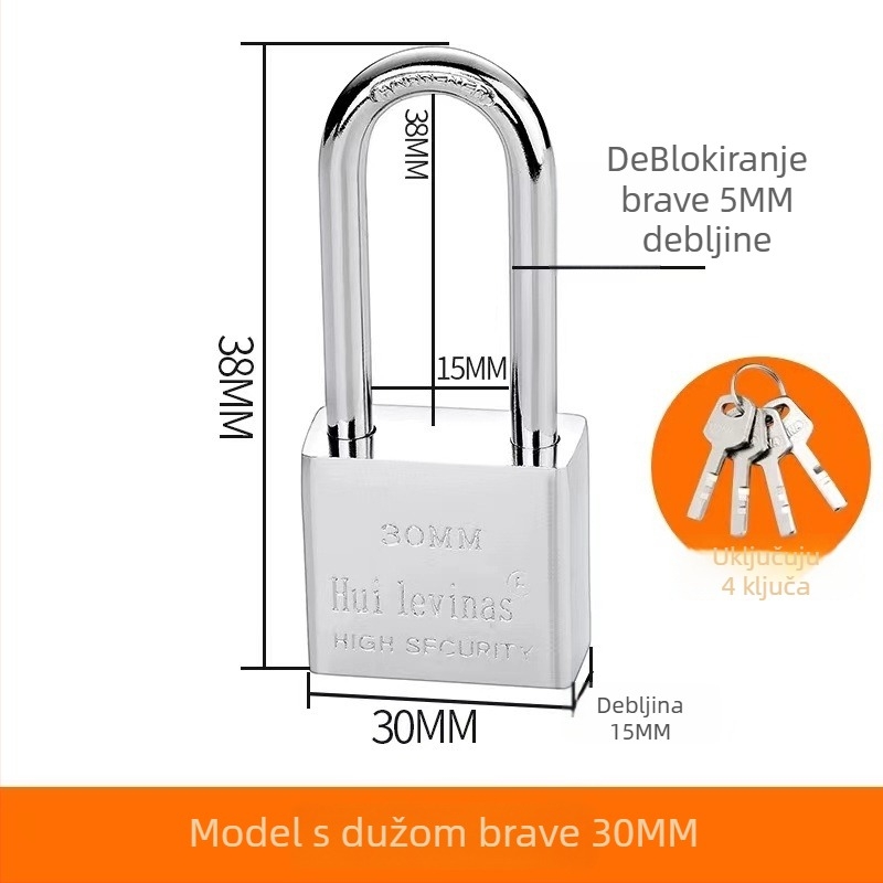 Lakat od legure čelika za vrata i kapije – direktno otvaranje, model: steel padlock, marka Three Cats, moderan stil jednostavnosti