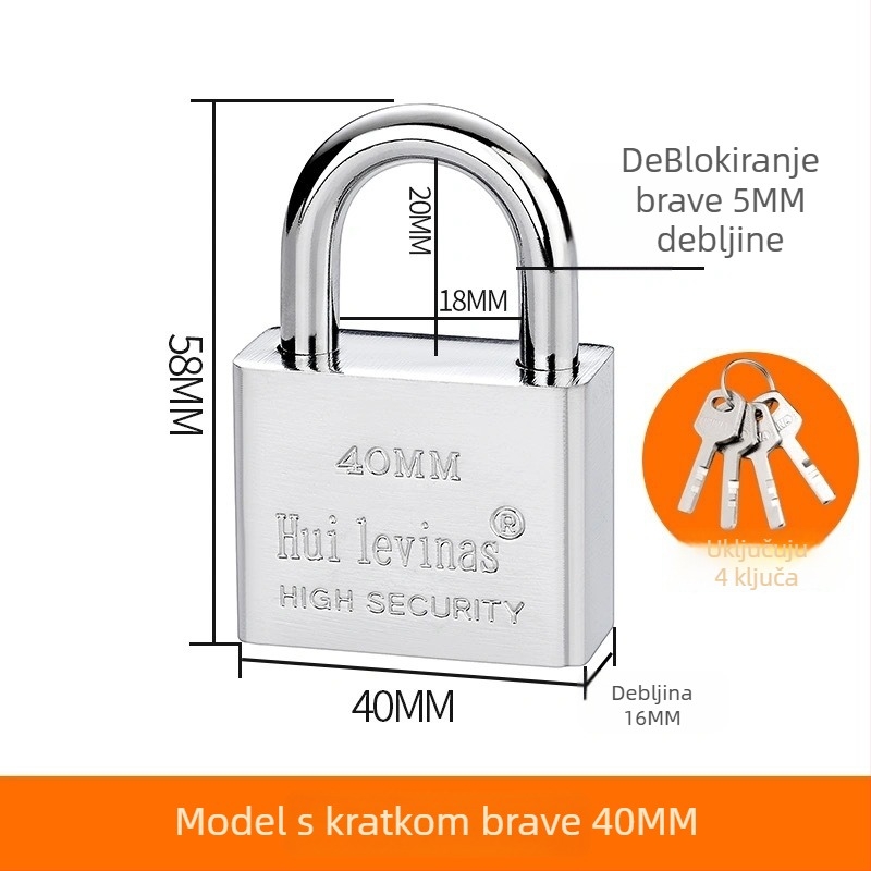 Lakat od legure čelika za vrata i kapije – direktno otvaranje, model: steel padlock, marka Three Cats, moderan stil jednostavnosti