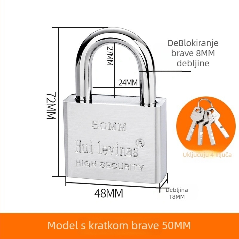 Lakat od legure čelika za vrata i kapije – direktno otvaranje, model: steel padlock, marka Three Cats, moderan stil jednostavnosti