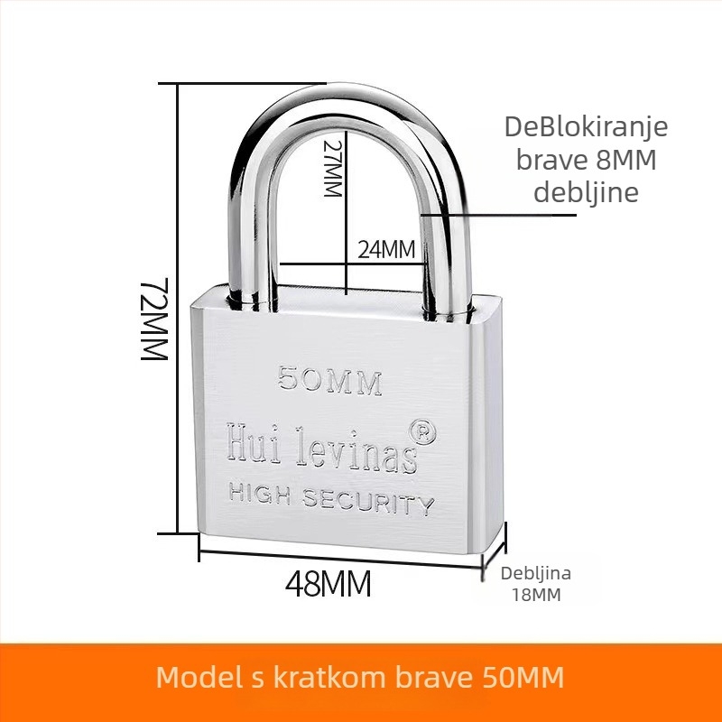 Lakat od legure čelika za vrata i kapije – direktno otvaranje, model: steel padlock, marka Three Cats, moderan stil jednostavnosti