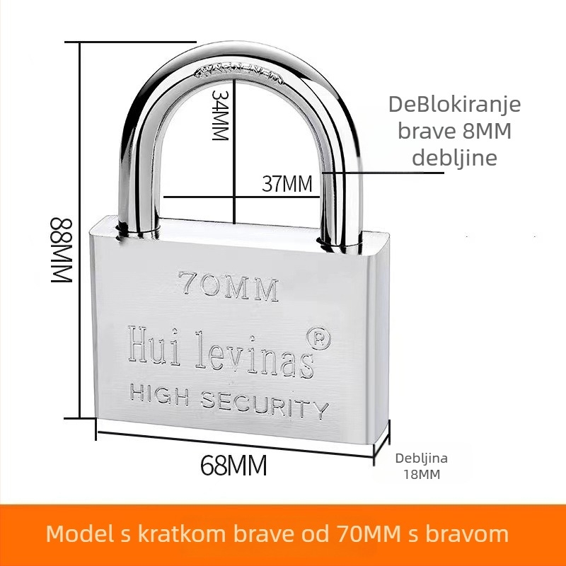 Lakat od legure čelika za vrata i kapije – direktno otvaranje, model: steel padlock, marka Three Cats, moderan stil jednostavnosti