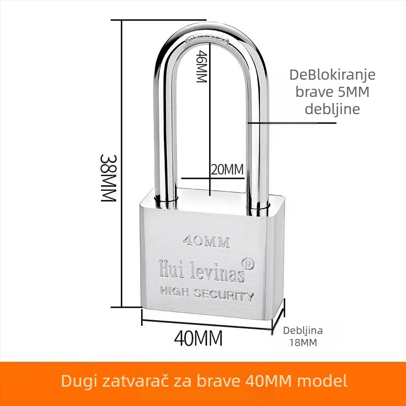 Lakat od legure čelika za vrata i kapije – direktno otvaranje, model: steel padlock, marka Three Cats, moderan stil jednostavnosti