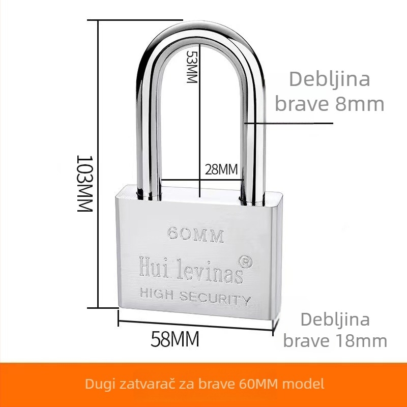 Lakat od legure čelika za vrata i kapije – direktno otvaranje, model: steel padlock, marka Three Cats, moderan stil jednostavnosti