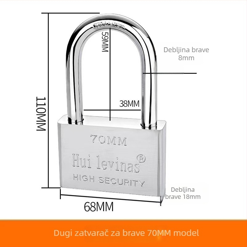 Lakat od legure čelika za vrata i kapije – direktno otvaranje, model: steel padlock, marka Three Cats, moderan stil jednostavnosti