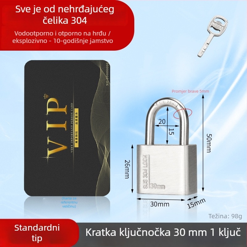 Huari brava od nehrđajućeg čelika 304 | Straight-Open brava | Protiv krađe; Vodootporna; Otporna na koroziju; Za sva vremenska stanja
