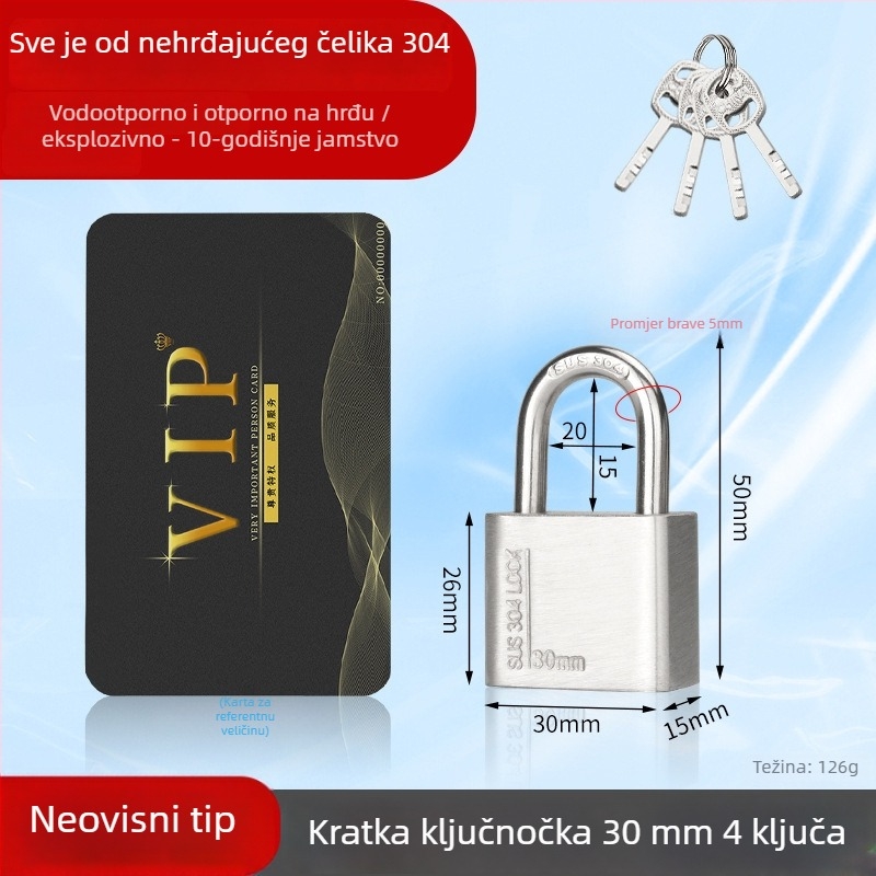 Huari brava od nehrđajućeg čelika 304 | Straight-Open brava | Protiv krađe; Vodootporna; Otporna na koroziju; Za sva vremenska stanja