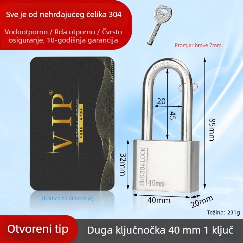 Huari brava od nehrđajućeg čelika 304 | Straight-Open brava | Protiv krađe; Vodootporna; Otporna na koroziju; Za sva vremenska stanja