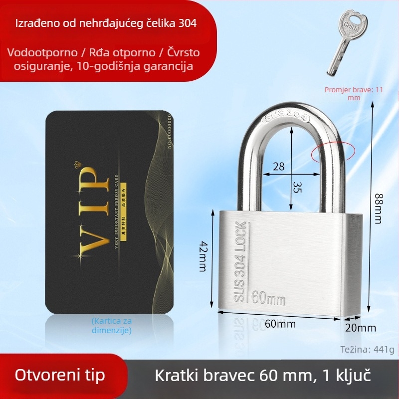 Huari brava od nehrđajućeg čelika 304 | Straight-Open brava | Protiv krađe; Vodootporna; Otporna na koroziju; Za sva vremenska stanja