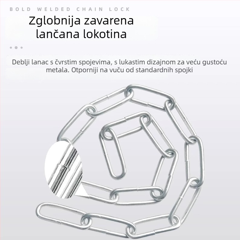 Verižni katanc za bicikle i električne bicikle, galvanizirano željezo, američki stil, model 10000, šifra proizvoda F79S8H89JTM65M