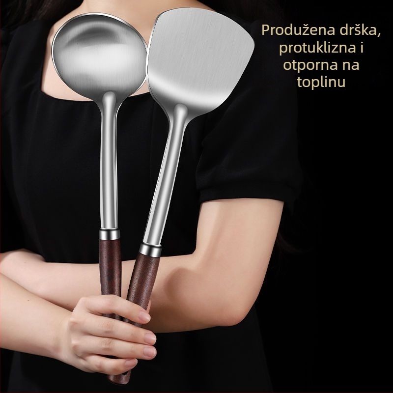 Set žlica i spatula od nehrđajućeg čelika – zaštita od opeklina, s tiskanim logom, kuhinjski pribor