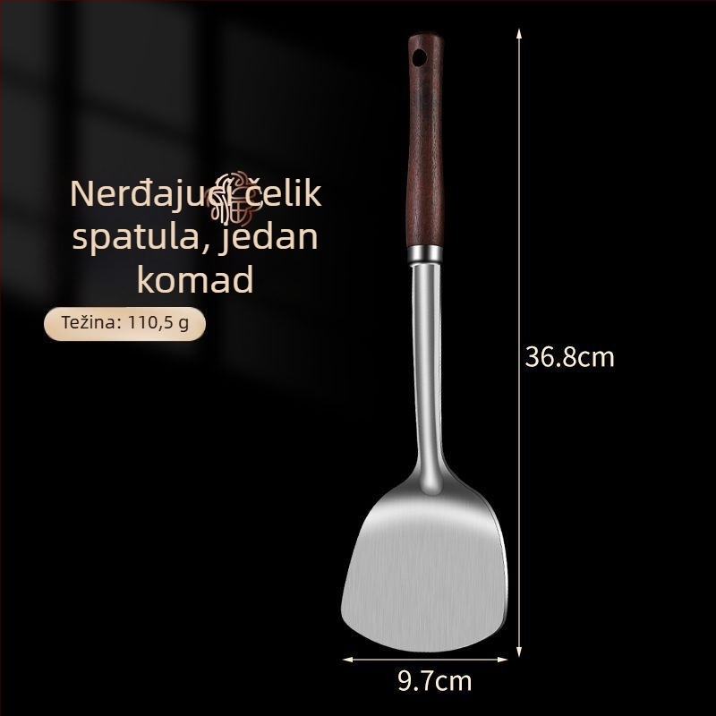 Set žlica i spatula od nehrđajućeg čelika – zaštita od opeklina, s tiskanim logom, kuhinjski pribor