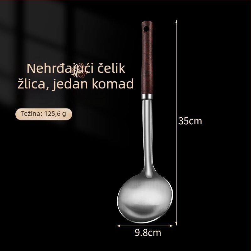 Set žlica i spatula od nehrđajućeg čelika – zaštita od opeklina, s tiskanim logom, kuhinjski pribor