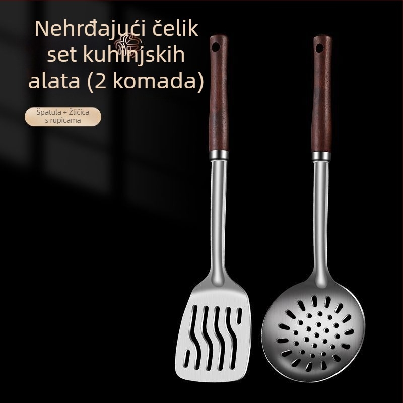 Set žlica i spatula od nehrđajućeg čelika – zaštita od opeklina, s tiskanim logom, kuhinjski pribor