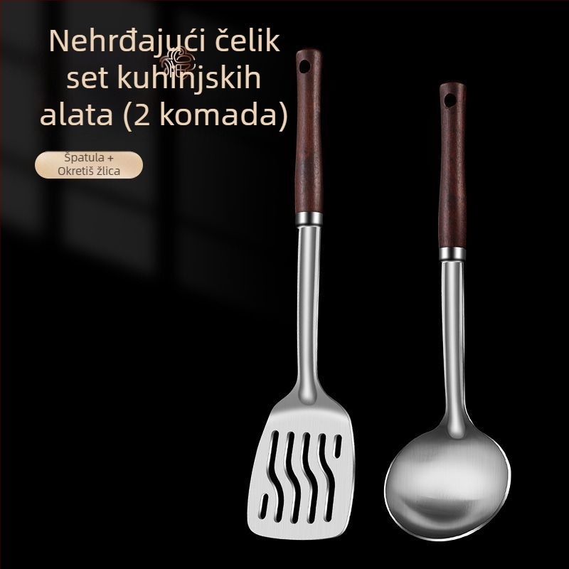 Set žlica i spatula od nehrđajućeg čelika – zaštita od opeklina, s tiskanim logom, kuhinjski pribor