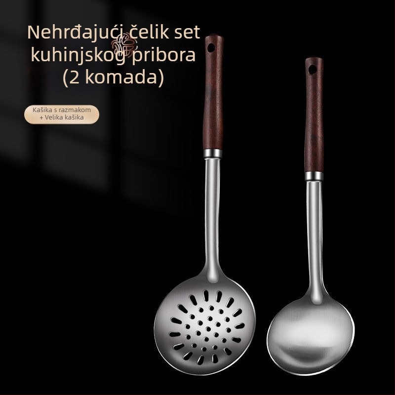 Set žlica i spatula od nehrđajućeg čelika – zaštita od opeklina, s tiskanim logom, kuhinjski pribor