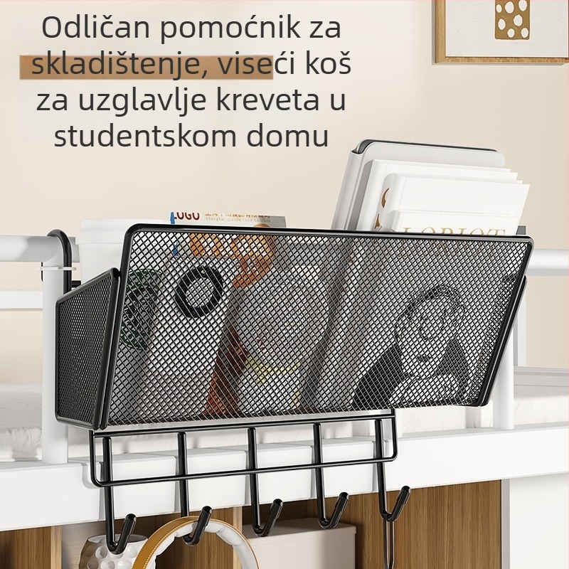 Metalni viseći organizator uz rub kreveta, 1 sloj, bez bušenja