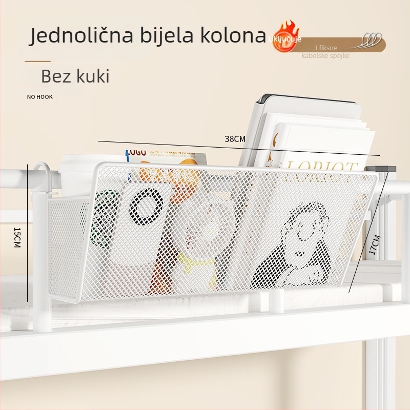 Metalni viseći organizator uz rub kreveta, 1 sloj, bez bušenja