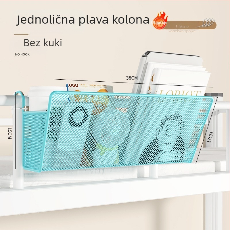 Metalni viseći organizator uz rub kreveta, 1 sloj, bez bušenja