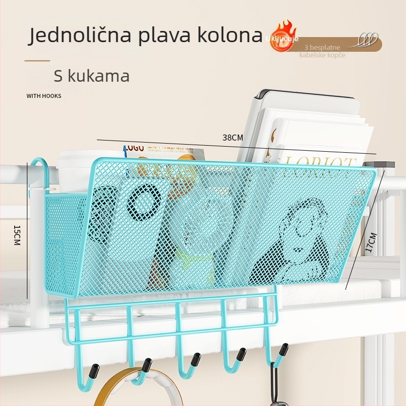 Metalni viseći organizator uz rub kreveta, 1 sloj, bez bušenja