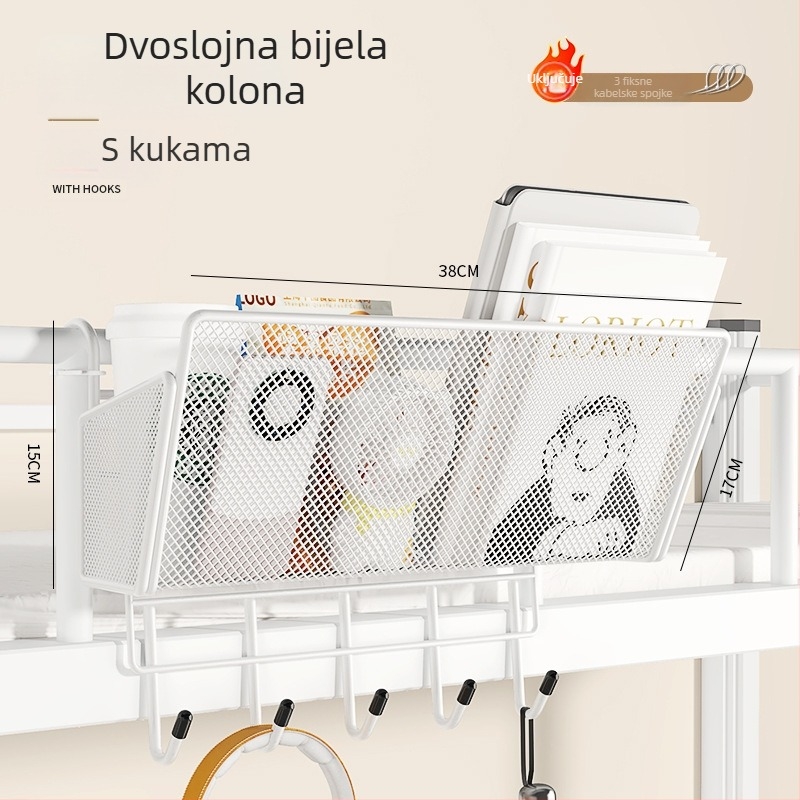 Metalni viseći organizator uz rub kreveta, 1 sloj, bez bušenja