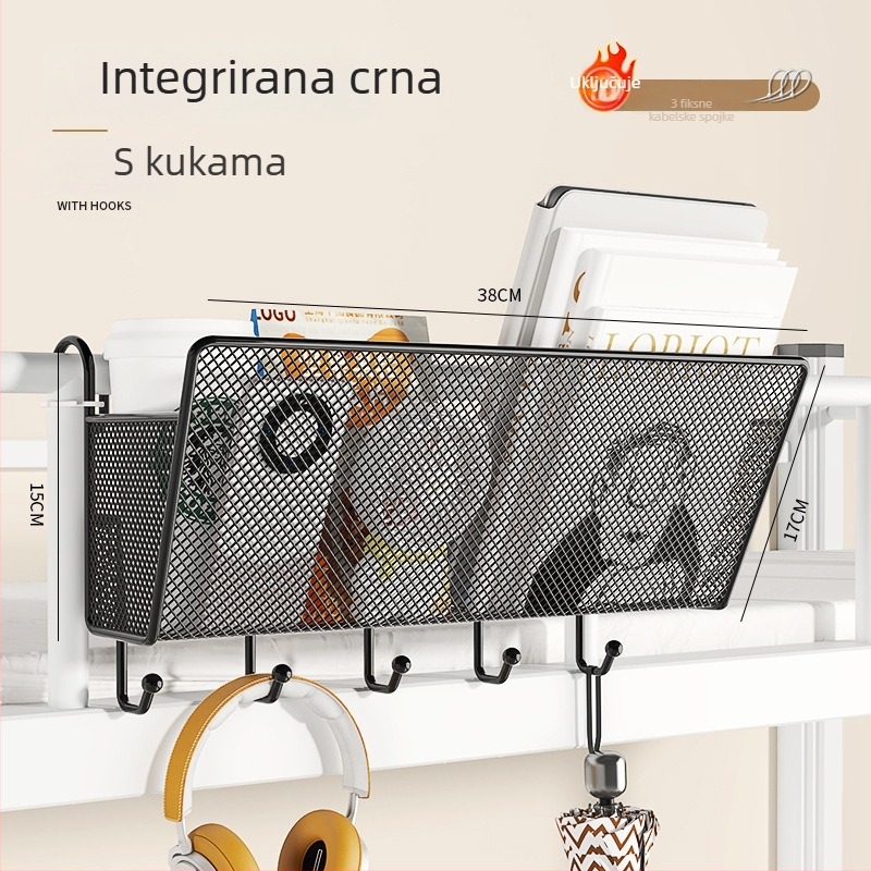 Metalni viseći organizator uz rub kreveta, 1 sloj, bez bušenja