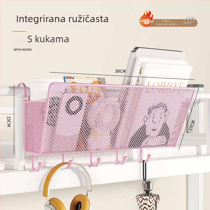 Metalni viseći organizator uz rub kreveta, 1 sloj, bez bušenja