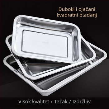 Xinrong Nehrđajući čelični četverokutni tanjur – jednobojni, modernistički minimalistički stil, prikladno za hotele i obroke, nije prikladno za mikrovalnu pećnicu