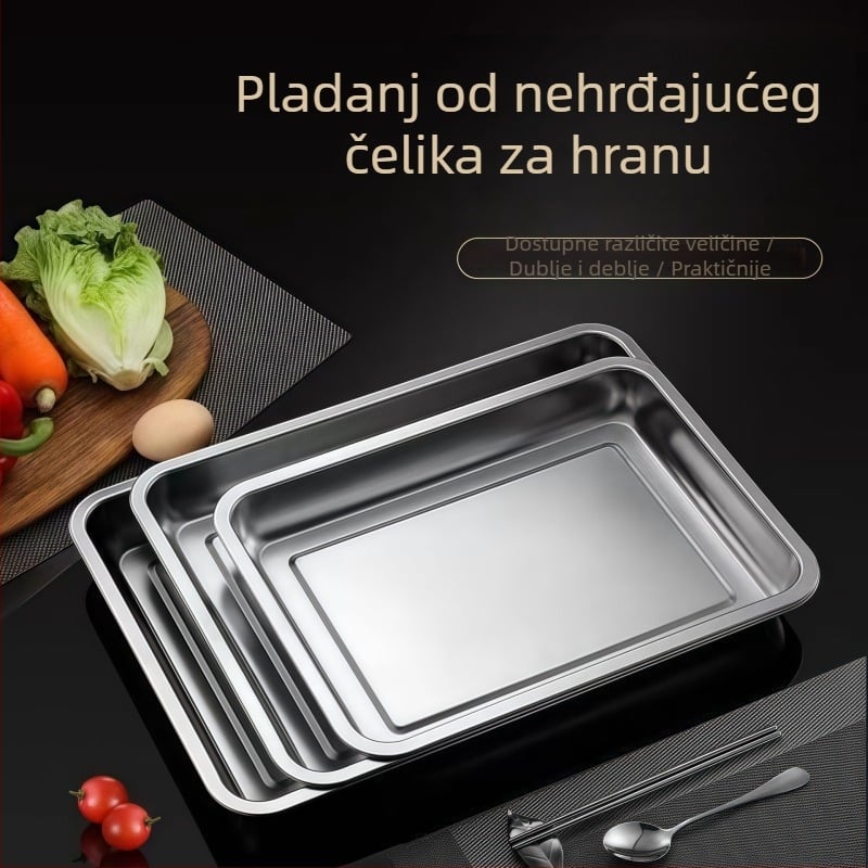 Xinrong Nehrđajući čelični četverokutni tanjur – jednobojni, modernistički minimalistički stil, prikladno za hotele i obroke, nije prikladno za mikrovalnu pećnicu