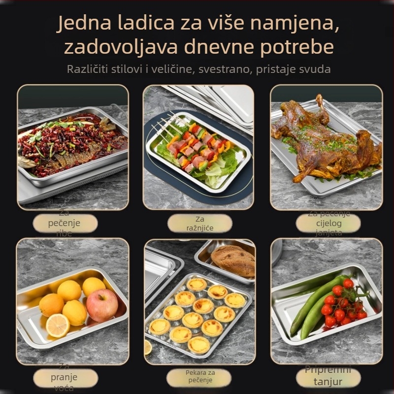 Xinrong Nehrđajući čelični četverokutni tanjur – jednobojni, modernistički minimalistički stil, prikladno za hotele i obroke, nije prikladno za mikrovalnu pećnicu