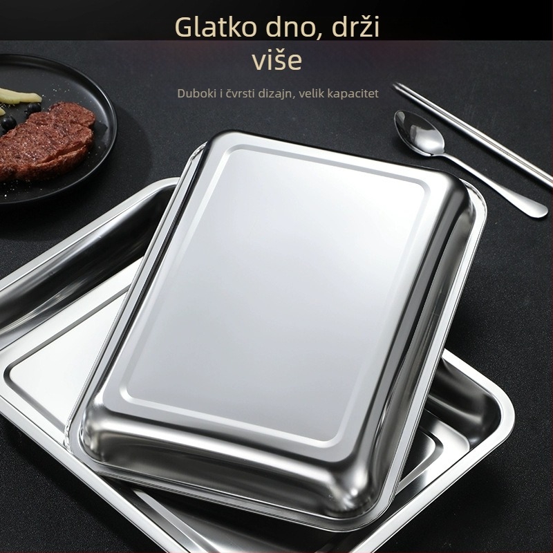 Xinrong Nehrđajući čelični četverokutni tanjur – jednobojni, modernistički minimalistički stil, prikladno za hotele i obroke, nije prikladno za mikrovalnu pećnicu