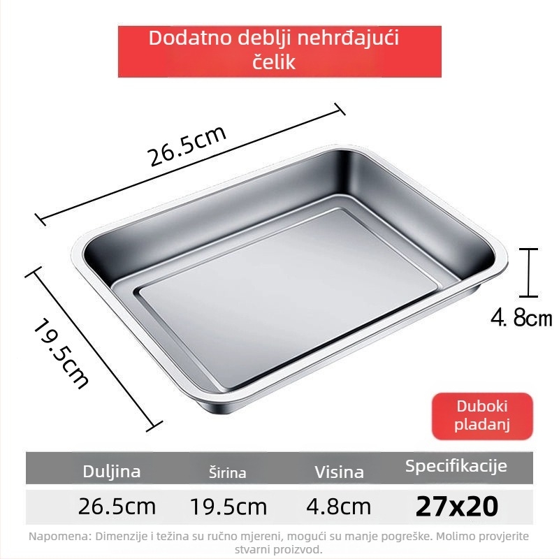 Xinrong Nehrđajući čelični četverokutni tanjur – jednobojni, modernistički minimalistički stil, prikladno za hotele i obroke, nije prikladno za mikrovalnu pećnicu